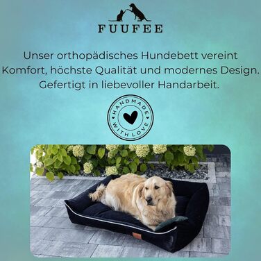 Крісло-ліжко для собак FUUFEE L (100 x 80 см) | Зручне ліжко для великих собак | Легко миється, знімний чохол на блискавці | Колір: Чорний