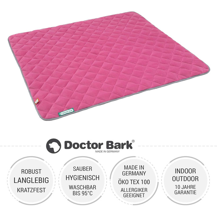 Лежанка для собак Doctor Bark з флісу, двостороння - м'яка та міцна, для великих собак, можна прати до 95°C (рожевий/світло-сірий, XL - 120x100 см)