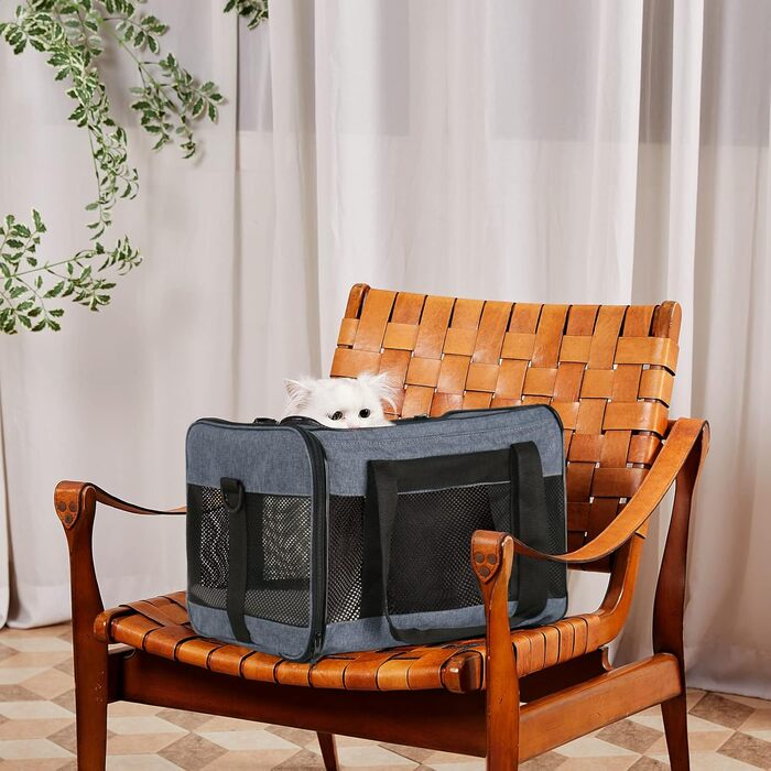 Переноска для котів та собак X-ZONE, середнього розміру, чорна/синя