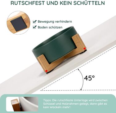 Миска для котів та маленьких собак SPUNKYJUNKY з бамбукового підставки (400 мл, зелена)