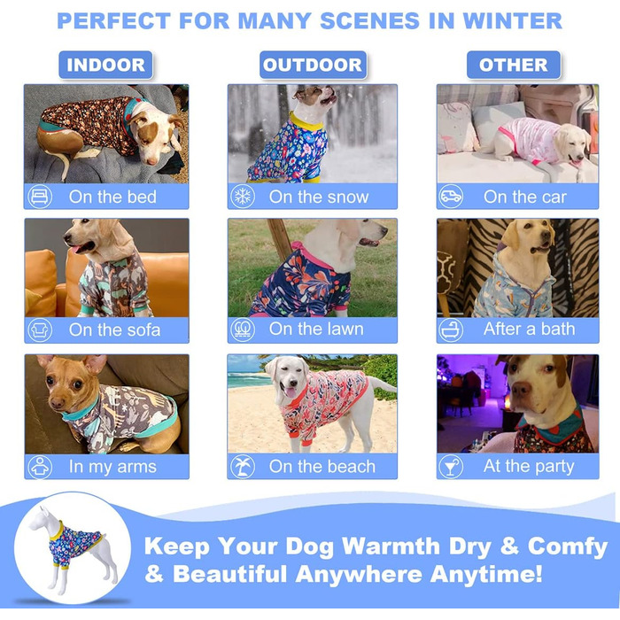 Світер LovinPet для великих порід собак, легкий фланелевий одяг, дихаючий матеріал з принтом 'Нільський Бегемот' для маленьких собак, блакитний (X-Large, блакитний з квітами)