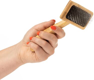 М'яка бамбукова щітка для грумінгу тварин Mikki 6280033 з кулькоподібними наконечниками для собак і котів, велика, 99 г (коричнева)