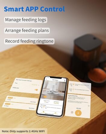 Автоматичний годівниця для котів HoneyGuaridan 2-в-1 з Wi-Fi, для сухого та вологого корму, з охолодженням та сухим мішечком, чорний