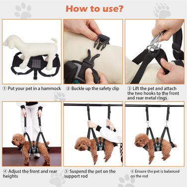 Гамак для собак Ownpets з 4 гачками для миття, грумінгу та стрижки нігтів