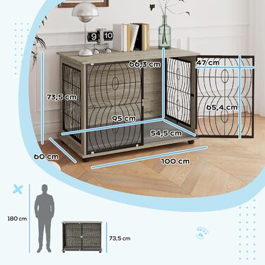 Клітка для собак PawHut - Будинок для великих собак, 100x60x73.5 см, сірий колір