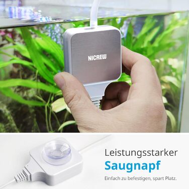 Повітряний компресор для акваріума NICREW Nano Silent Max з регулятором, тихий (до 35 дБ), енергоефективний 1.5 Вт, 36 л/год, для акваріумів до 40 літрів, білий