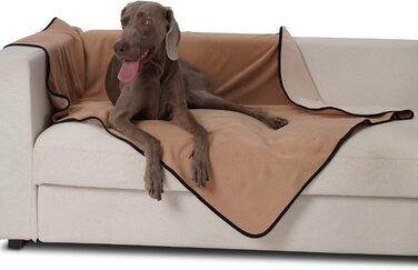 Водонепроникний коврик для собак PETTOM 152x127 см, м'який коврик для великих та маленьких собак, захисний коврик для дивана, ліжка, автокрісла, меблів - прання до 30°C (L, пісочний)