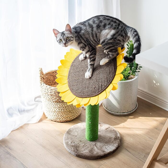 Catry Sonnenblume 2 в 1 Когтеточка для котів із натурального сизалю, іграшкою-бджілкою та лежаком. Мультифункціональні меблі для котів: для дряпання, лазіння та відпочинку