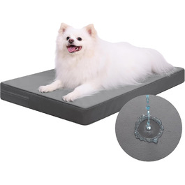 Ортопедичне ліжко для собак 58x43 см, знімний чохол з екошкіри, подушка для собак, матрац для собак, комфортне та прохолодне для внутрішнього та зовнішнього використання, сірого кольору (L58xB43xH7 см)