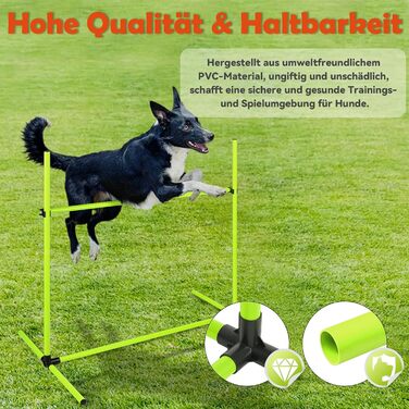 Набір для аджиліті для собак Froadp Agility Set: 4 бар'єри, стійки для слалому, регульована висота, тренувальний комплект 104x70x101 см, зелений