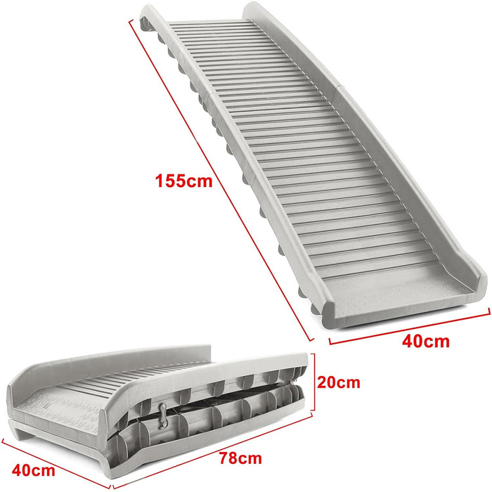 Рампа для автомобіля Auto PKW Hunderampe, сіра, 155x40 см, до 90 кг, антиковзаюча, складна