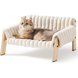М'яке ліжко-софа для котів MEWOOFUN, 56x45 см, бежевий колір, розмір M