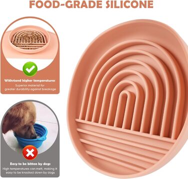 Силіконова миска для собак Slow Food, проти блювоти, не ковзає, рожева