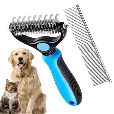 Щітка для видалення ковтунів для котів та собак, двостороння, для грумінгу та линьки шерсті | Професійний аксесуар для догляду за тваринами