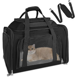 Транспортна сумка для кота/собаки TOFFCAEA, переноска для тварин, складана, чорна, 43 x 28 x 28 см