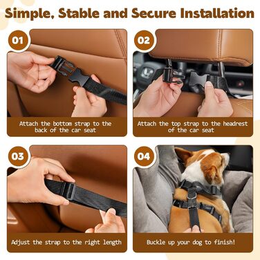 Автомобільний лежак для собак - переноска для маленьких собак до 20 кг з ременем безпеки, сірого кольору