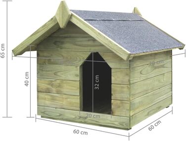 vidaXL Будка для собаки з імпрегнованої сосни, дах, 75x78x65 см