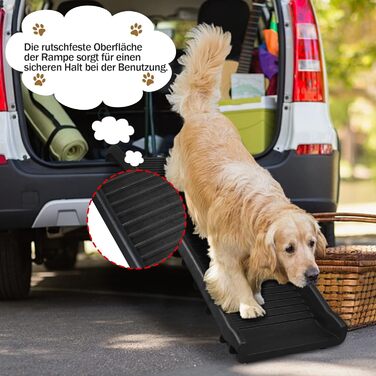 Рампа для собак, складана, для автомобіля, пластикова, антиковзаюча, до 90 кг, 156 x 40 см