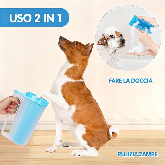 Очищувач лап для собак з силіконовою щіткою, регульований, великий об'єм, підходить для лап собак та котів