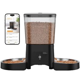 Автоматичний годівник для котів та собак HoneyGuardian з Wi-Fi, 2 миски, 3.5L, чорний