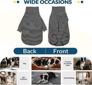Пуловер для собак середнього та великого розміру Rozkitch, смугастий світшот для домашніх тварин, осінь, зима, весна, Американський стаффордширський терьєр, Сибірський хаскі, Візла, Коргі, чорно-білий L (Обхват грудей: 61-66 см, Довжина спини: 51-53 см)