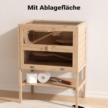 Клітка для тварин Wiltec 3-ярусна, 600x400x800 мм, дерев'яна, з відкидним верхом та оглядовим вікном, для мишей, хом'яків, 600 x 400 x 800 мм