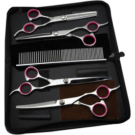 Набір для грумінгу домашніх тварин: ножиці для собак та котів (вигнуті, прямі, зубчасті) та гребінець для догляду за шерстю