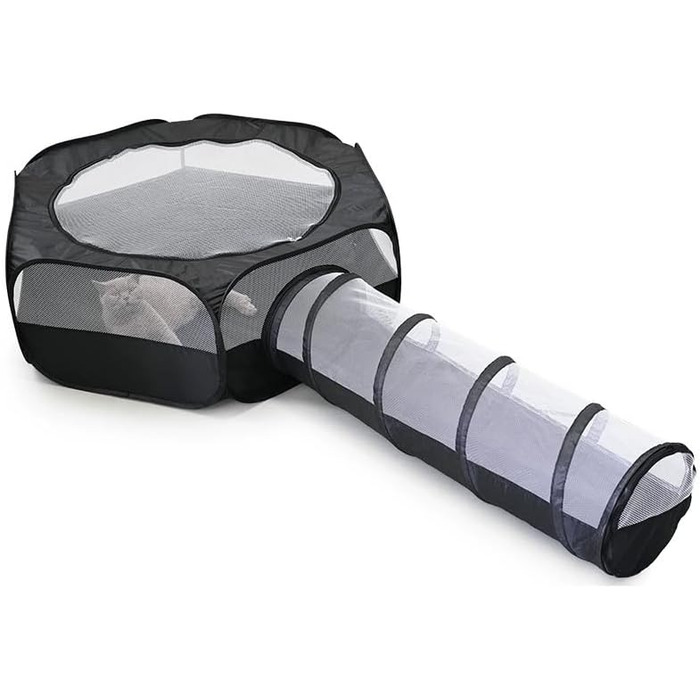 Туннель-іграшка для котів та цуценят, розкладний, чорний