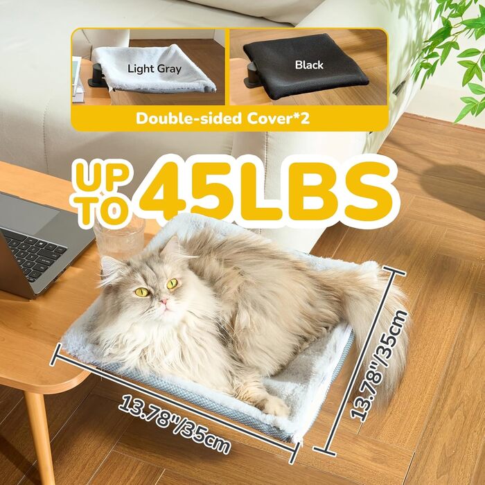 Підвісне ліжко для котів CATISM 360° - зручне котяче ліжко-гамак, сіре, 36x38 см, до 20 кг