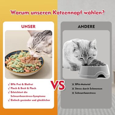 Набори мисок для котів з кераміки Katzennäpfe - 6 шт. - 250 мл - для корму - кольорові - широкі, плоскі, зручні для котів - можна мити в посудомийній машині
