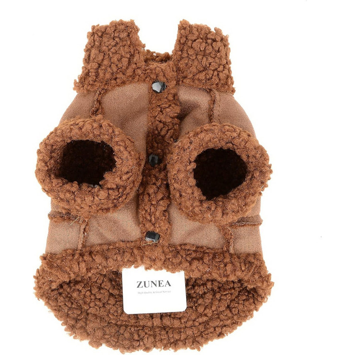 Зунеа Зимовий теплий одяг для собак - тепла куртка для маленьких собак, флісова жилетка для цуценят, теплий одяг для чихуахуа та йоркширських тер'єрів (L, коричневий)