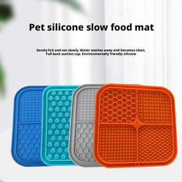 Килимок для собак та котів з присосками, повільний годівник для собак, лижучий килимок, заспокоює, арахісове масло (блакитний, 15*15 см)