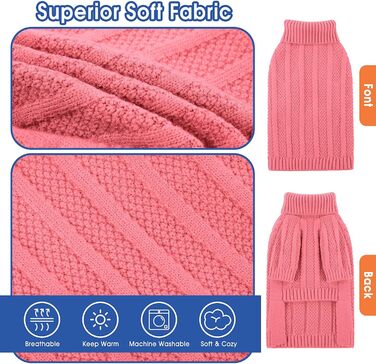 Пуловер для собак Queenmore середнього розміру, для дівчаток та хлопчиків, м'який пуловер для собак на Різдво, водолазка, одяг для домашніх тварин, в'язаний, м'який, M Рожевий