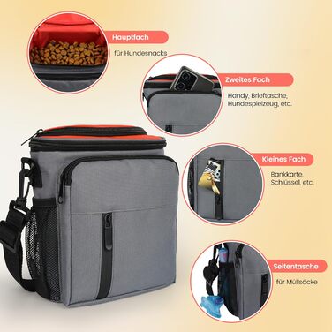 Сумка для ласощів для собак, мішок для тренувань з блискавкою, поясна сумка для собак з дозатором кульок, сумка для ласощів для подорожей та прогулянок