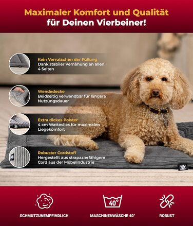 Килимок для собак з наповнювачем, розмір M (65x95 см) – двосторонній, миючий – теплий, комфортний – антрацит, Made in Germany