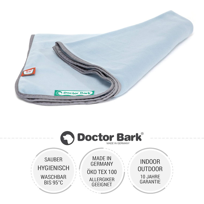 М'яка ковдра для собак Doctor Bark, 100x70 см, блакитна, миюча до 95°C, флісова, Made in Germany