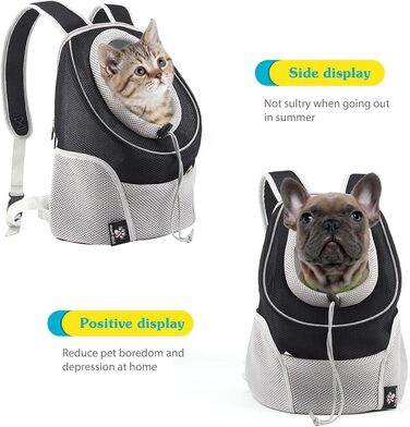 Рюкзак для собак та котів PETCUTE: зручна переноска з висувною головою та знімним килимком, чорний