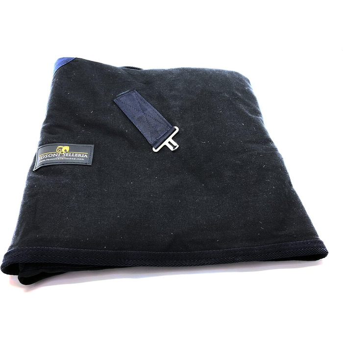 Літня бавовняна попона для коней Maddy 2, легка та дихаюча, з ременями та захистом хвоста, 155 см, чорний/синій