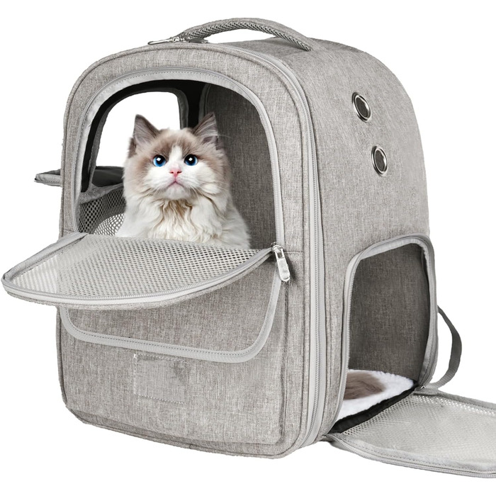 Рюкзак-переноска для котів та собак, дихаючий, сірий | Qlfyuu