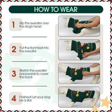 Пуловер для собак Kuoser на Новий Рік, теплий в'язаний пуловер для цуценят, м'який зимовий одяг для собак, святковий пуловер з оленем для маленьких та середніх собак, зелений L, зелений