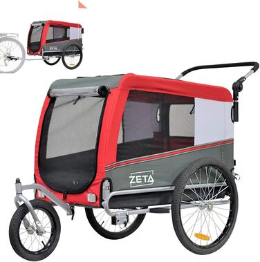 Причіп для собак Papilioshop Zeta – візок для тварин, 3 розміри, для собак, котів та інших домашніх тварин, стабільний, комфортний та практичний (Червоний L)