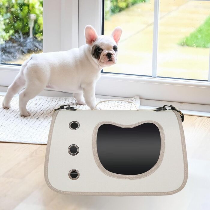 Сумка-переноска для собак, маленька, на плече - для подорожей на відкритому повітрі, зручна, легка, прозора (біла)