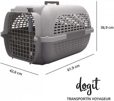 Транспортний бокс Dogit Voyageur Modell 200, середній, сірий (62x42x37 см)
