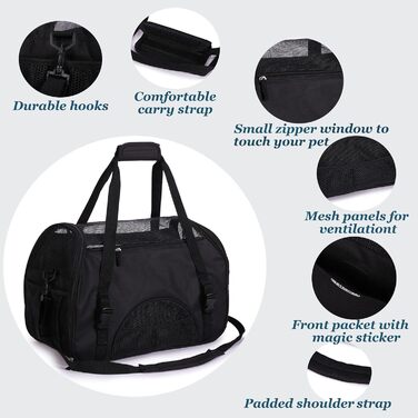 Транспортна переноска для тварин: для собак та котів Comfort Airline, чорна