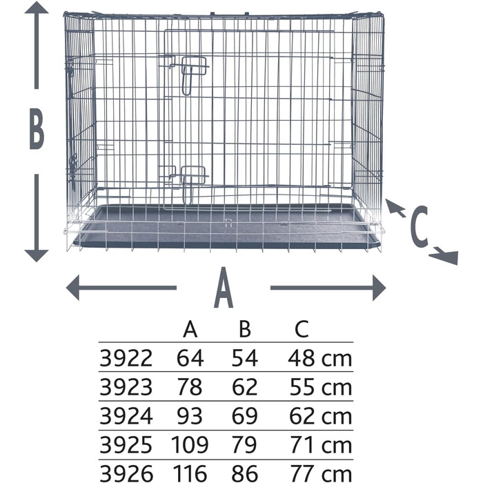 Клітка для собак TRIXIE Home S, 64x54x48 см, металева, складана, 2 двері, з піддоном