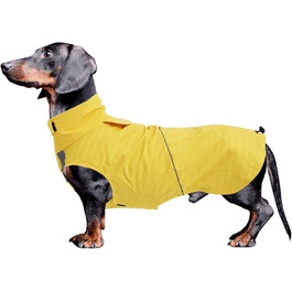 Водонепроникний дощовик для собак Morezi з відбиваючими смугами та захистом живота - Легко одягається (липучка) - для Такс та Коргі - Жовтий - XL X-Large (Обхват грудей: 55-58 см)