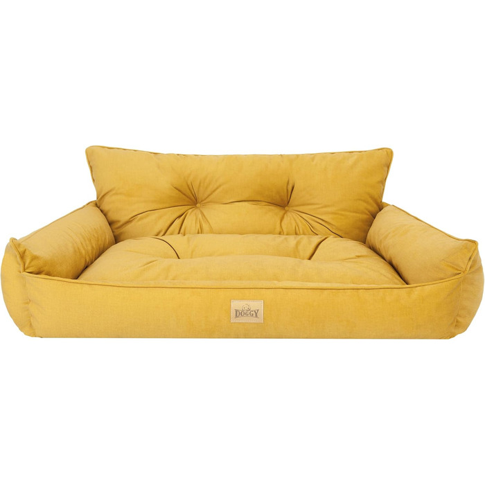 Лежак для собак DOGGY XL 82x63 см, м'яке стьобане ліжко-диван, жовтий, преміум матрац для домашніх тварин