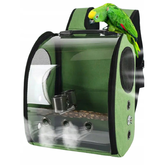 Транспортувальний рюкзак для папуг, зелений, розм. L — для середніх та малих папуг