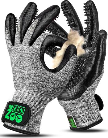 Рукавичка для грумінгу тварин DR Zoo (1 пара, розмір S) – для собак, котів та коней. Ефективне видалення шерсті, м'який дизайн з нопочками, підходить для короткої та довгої шерсті, мокрого та сухого хутра. Підходить для вузьких жіночих рук.