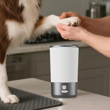 Електричний мийник лап для собак великих порід | Автоматичний мийник лап для котів та цуценят | Чорний/Білий